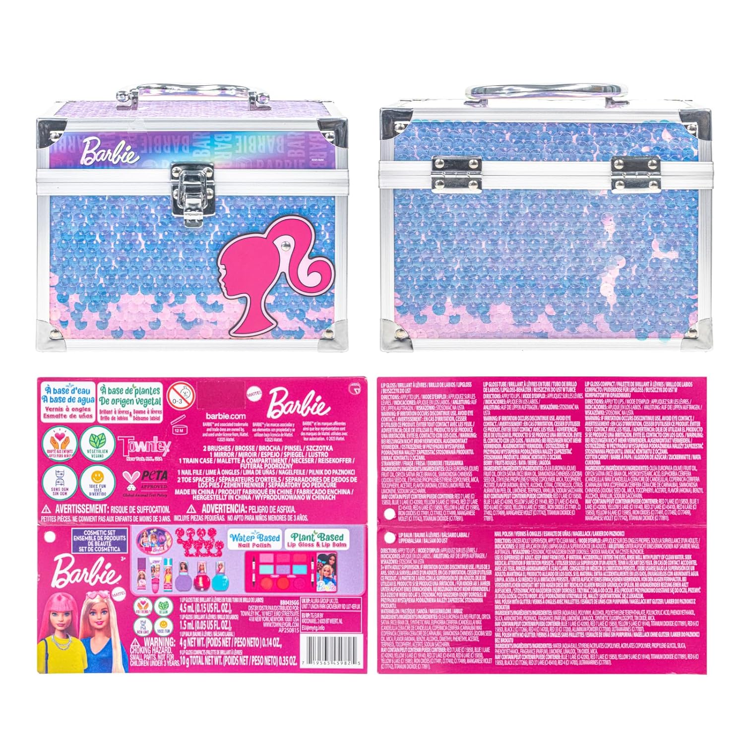 Barbie Train Case Beauty Set, Kids Makeup Kit for Girls, Real Washable Makeup Set, Play Makeup, Party Favor, Birthday, Ages 3 4 5 6 7 8 9 10 11 12 by Townley Girl - Image 9