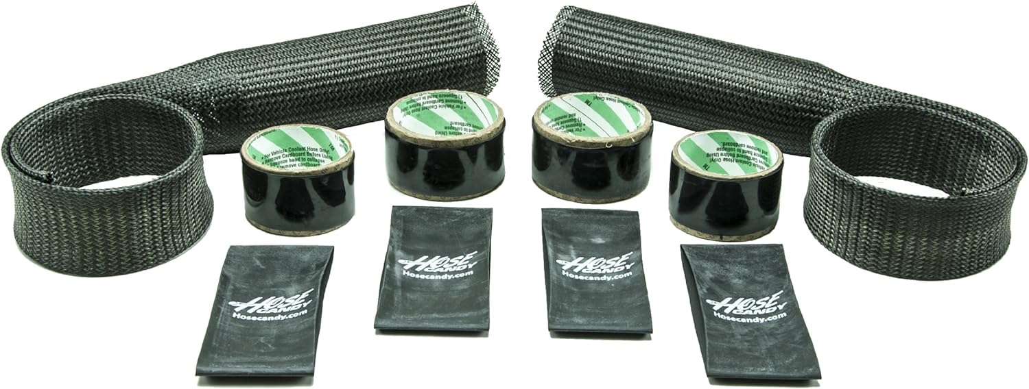 Hose Candy 311050005 Black Carbon Fiber Upper and Lower Radiator Hose Skin Kit with Black Heat Shrink