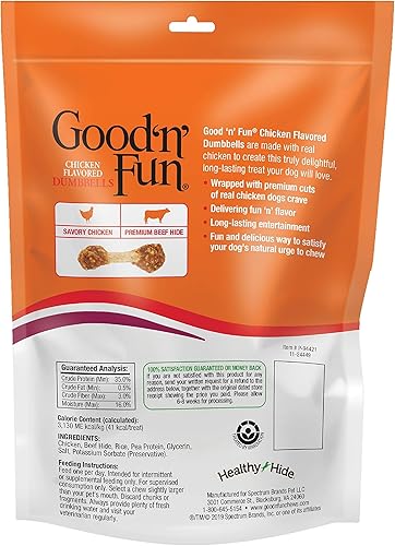 Vista 2 de Good'n'Fun Good 'n' Fun - Mancuernas con sabor a pollo, 4 onzas, aperitivos de cuero crudo para perros pequeños