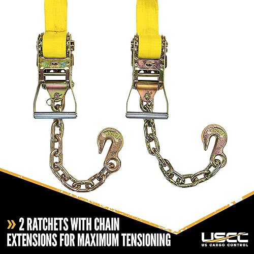 Miniatura 4 de US Cargo Control Red de rueda de montaje lateral con hebilla de leva, dos trinquetes y extensiones de cadena, correa de rueda fácil de usar para