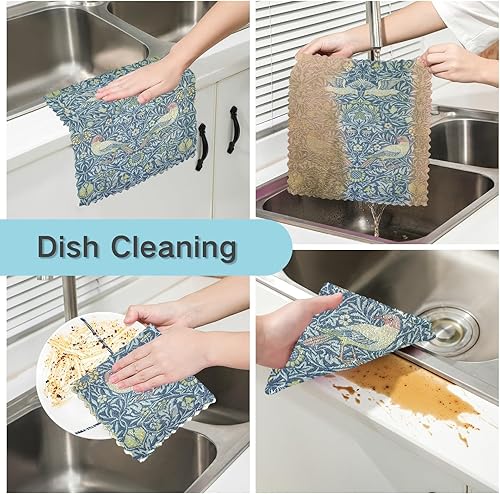 Miniatura 2 de ALAZA Juego de 6, 11 x 11 pulgadas, paños de cocina con estampado de William Morris, paños de cocina súper absorbentes, sin pelusas, para bar, té,