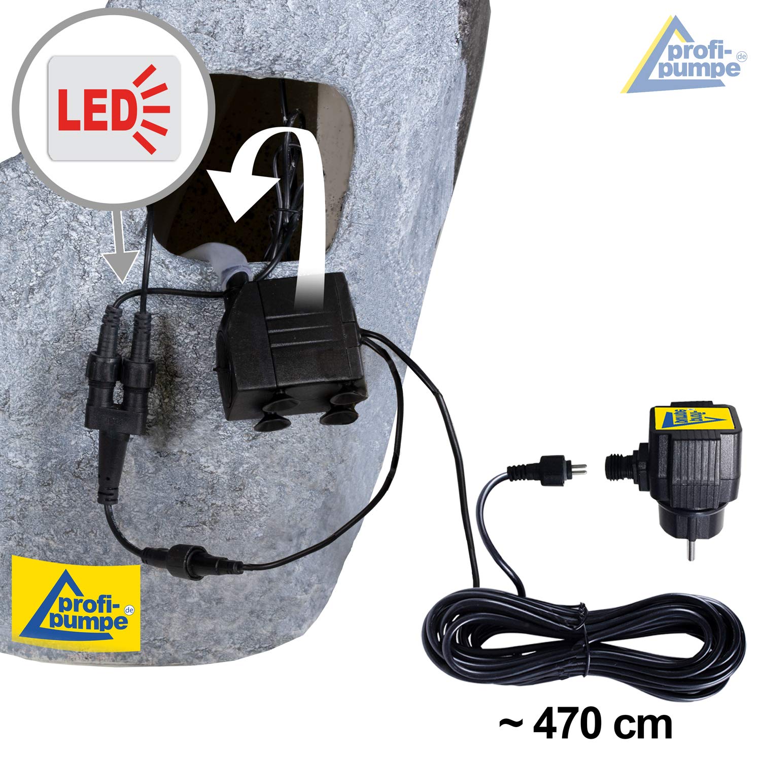 Gartenbrunnen Brunnen Zierbrunnen Zimmerbrunnen Springbrunnen Brunnen mit LED-Licht 230V Wasserfall Wasserspiel für Garten, Gartenteich, Terrasse, Balkon (Kugel-Fantasie mit LED-Licht-230V)