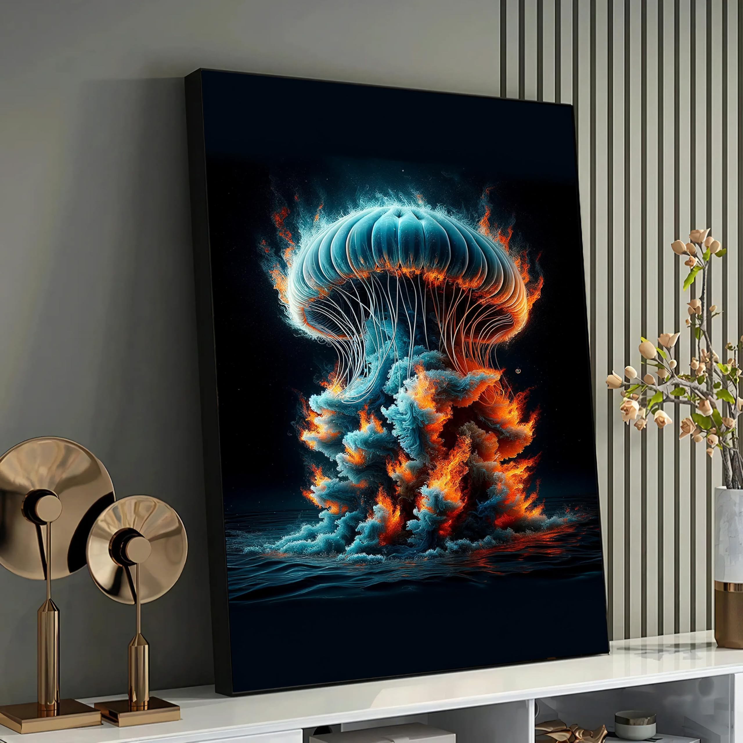 Affiche décorative de vagues maritimes et méduse sans cadre 30x40cm - 5