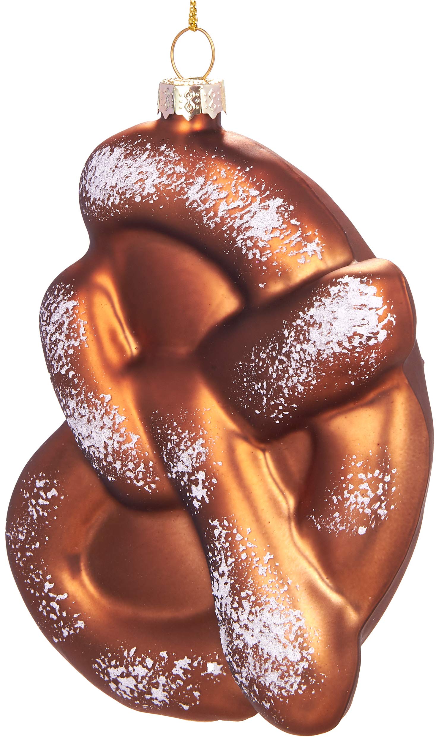 BRUBAKER Pretzel - Hand-Painted Glass Christmas Bauble - Mouth Blown Christmas Tree Decoration Figures Funny Decoration Pendant Tree Ball - 5.1 inches (13 cm)