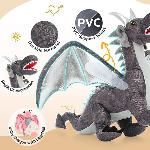 Miniatura 6 de MaoGoLan Dragon Plush Stuffed Animal with Babies Inside,21 inch Large Stuffed Dragon Plush Bulk,7 Pcs Dragon Plush Toy Set,Stuffed Mommy Dragon with