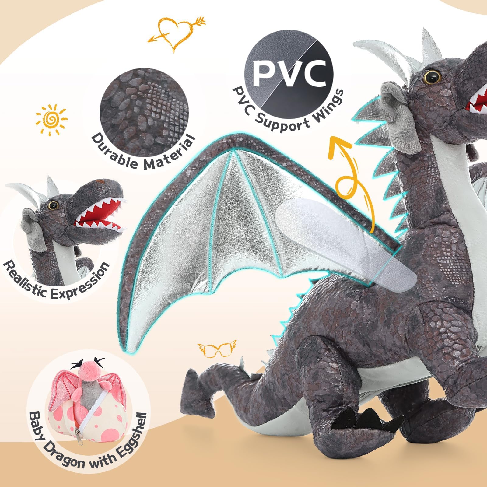 Amazon.co.jp: MaoGoLan ドラゴンぬいぐるみ7点セット 子供用 22