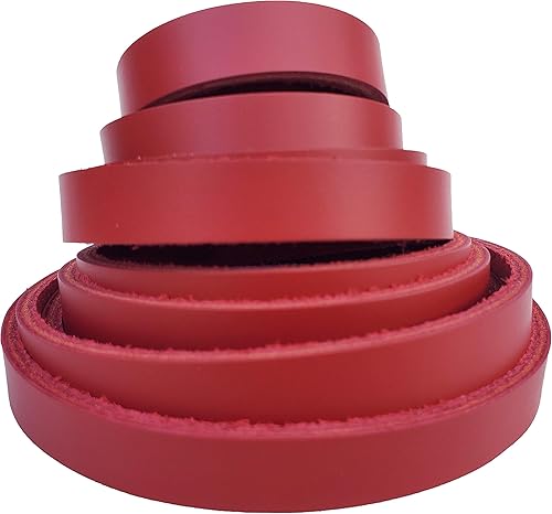 Tiras de piel roja de 1 14 pulgadas de 8 a 9 onzas. (0.126-0.142in)  Correas de cuero Latigo de hasta 96 pulgadas de largo, fabricadas en Estados