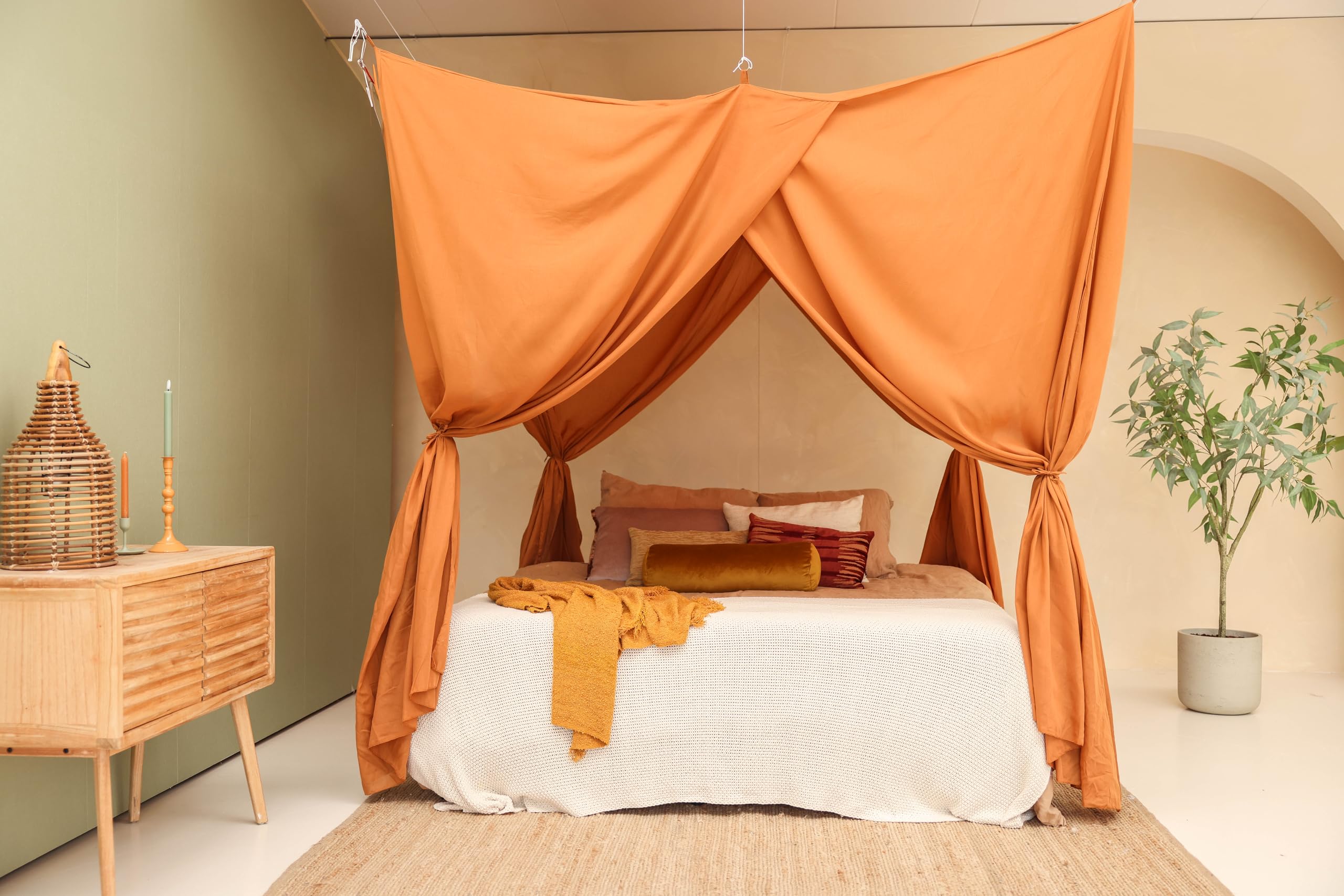Ciel de Lit Orange, Baldaquin Rectangulaire pour Lit Queen & King