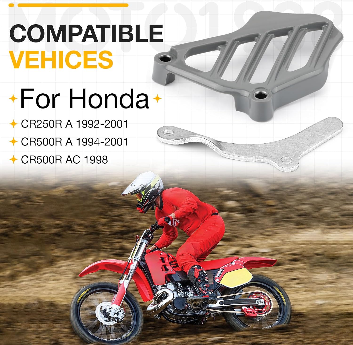 Front Sprocket Cover and Chain Guide for Honda CR250R CR500R, 1992-2001, 23810-KZ3-861 23810-KZ3-860,23812-KA4-740