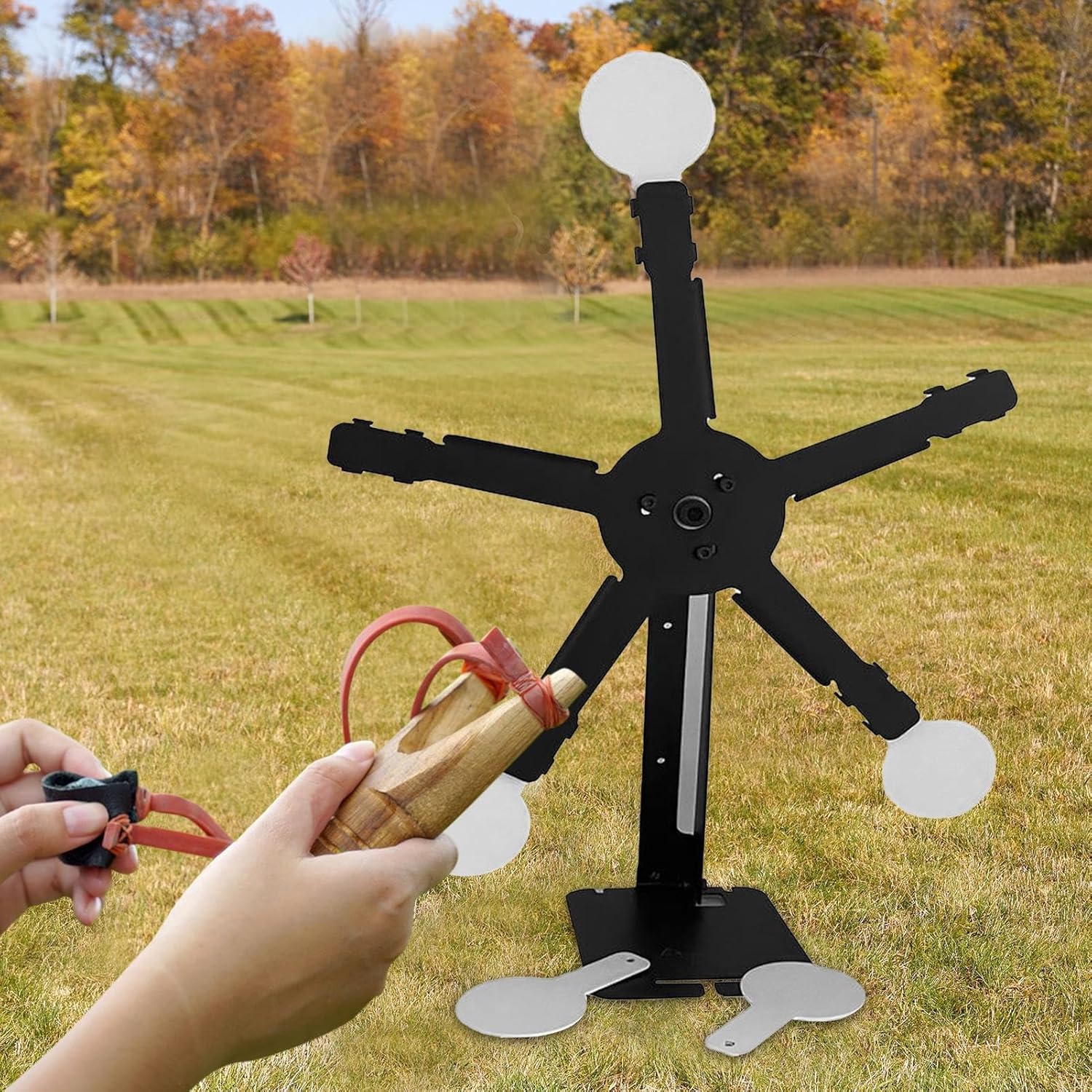 Rotating Target Game | Dynamic Mobile Targets - Resetting Magnetic Adjustable Five Ferris Wheel Practice Tool for Backyard Women Adults Men Outdoor Game Equipment