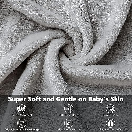 Miniatura 3 de Pro Goleem Bata unisex de felpa suave con capucha para bebé recién nacido regalo de baby shower talla única 0-9 meses