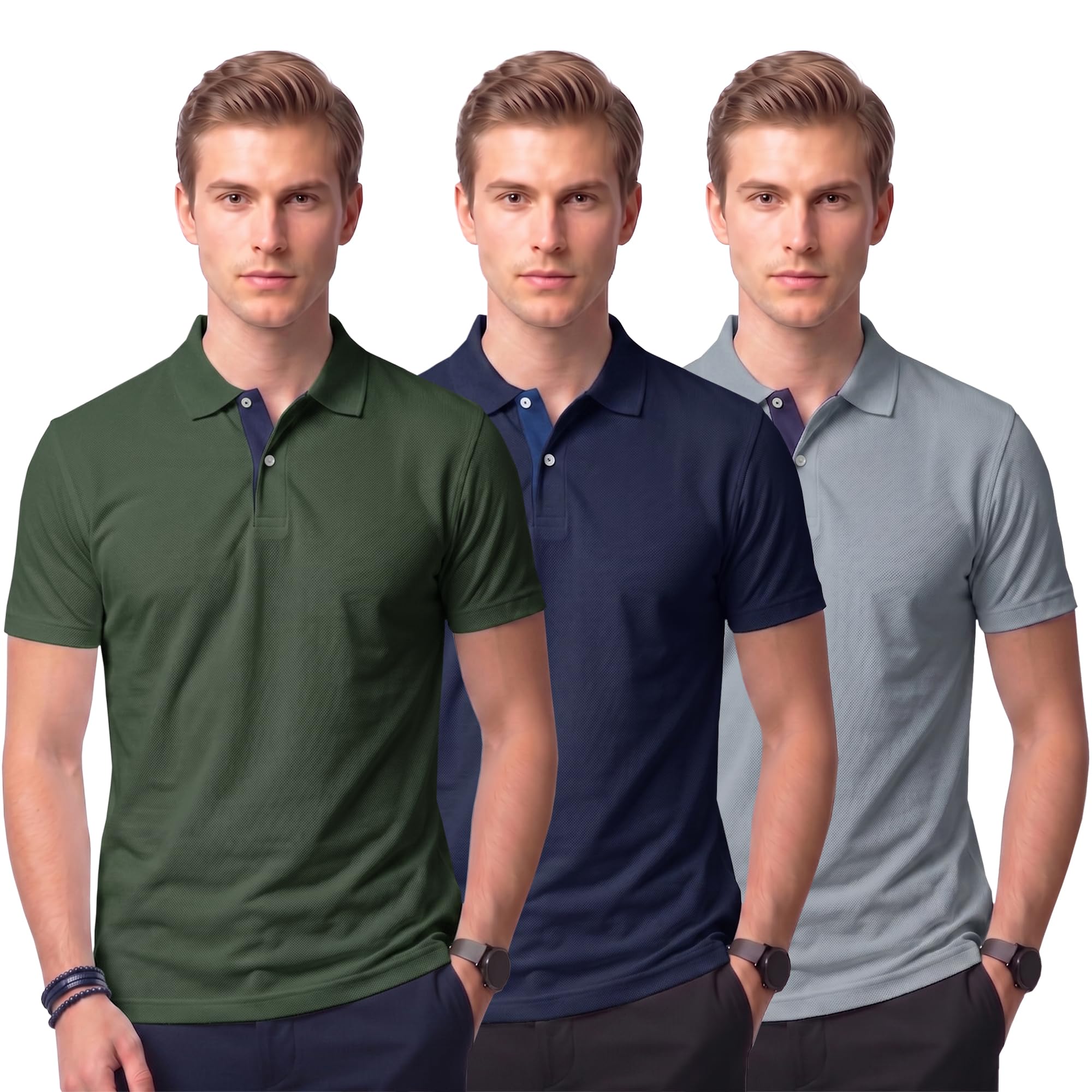 XENOVAURBAN Dry Fit Polo 3 Combo Tshirts for Man | Regular Fit | Quick Dry Mars Fabric Polo T-Shirt with Collar for Men-picture-13