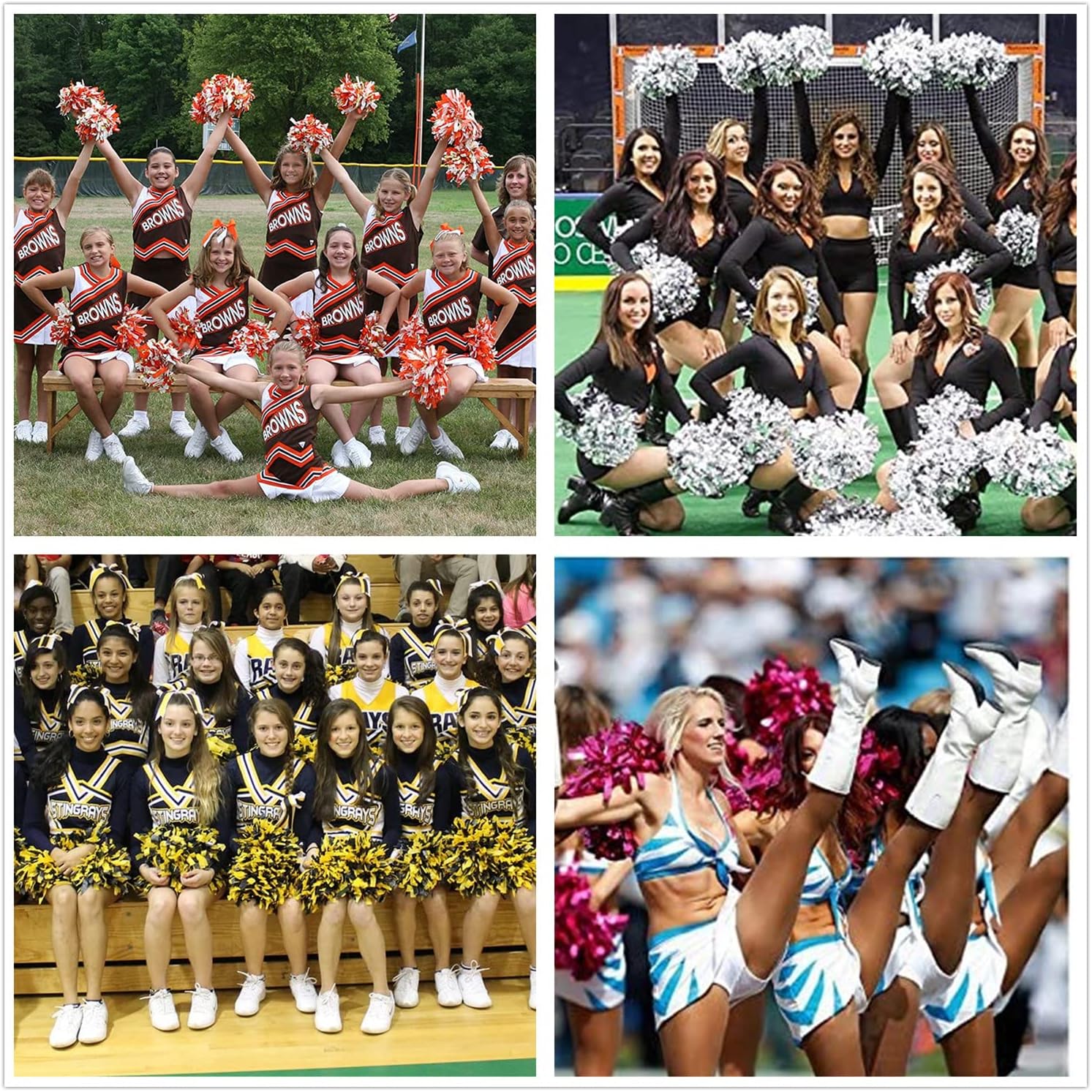 GUIFIER 2 Pack 6 Inches Metallic Cheerleading Pom Poms, Cheer Pom Pom