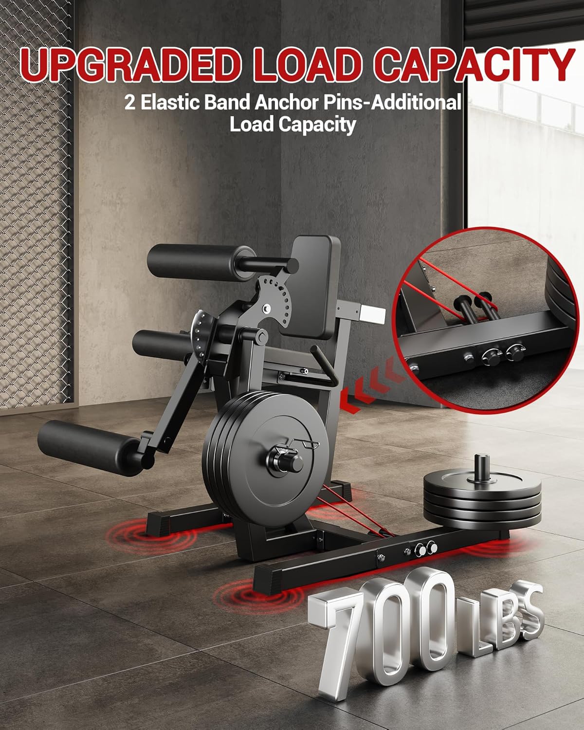 GarveeLife Leg Extension and Curl Machine, 700LBS Capacity Leg Extension Machine, Adjustable Leg Curl Machine, 4-in-1 Leg Workout Machine, Home Gym Weight Machine for Lower Body Exercise