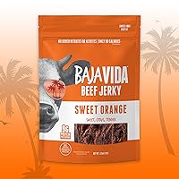 Vista 5 de Baja Vida Sweet Orange Beef Jerky – Paquetes de bocadillos de carne seca saludable, sin gluten, carne de res totalmente natural, sin MSG, fabricado