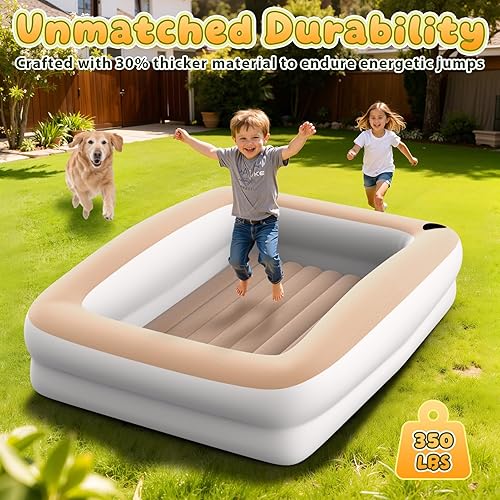 Miniatura 6 de Cama inflable de viaje para niños pequeños, cama inflable portátil de 67 pulgadas con lados de seguridad, colchón de aire para niños con bomba