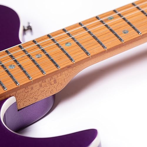 Miniatura 6 de Grote Guitarra eléctrica sólida GR-Modern-T con acabado metálico, cuerpo de álamo, cuello de arce tostado, trastes de acero inoxidable con bolsa de