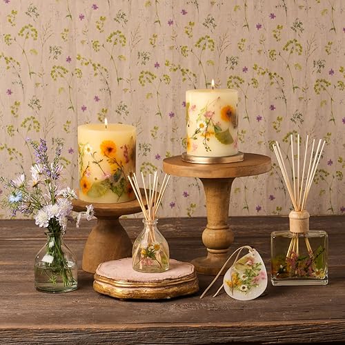 Miniatura 5 de Rosy Rings Vela botánica redonda de flor de limón y lichi, velas de aromaterapia de lichi, velas de lujo, velas de larga duración (mediano)