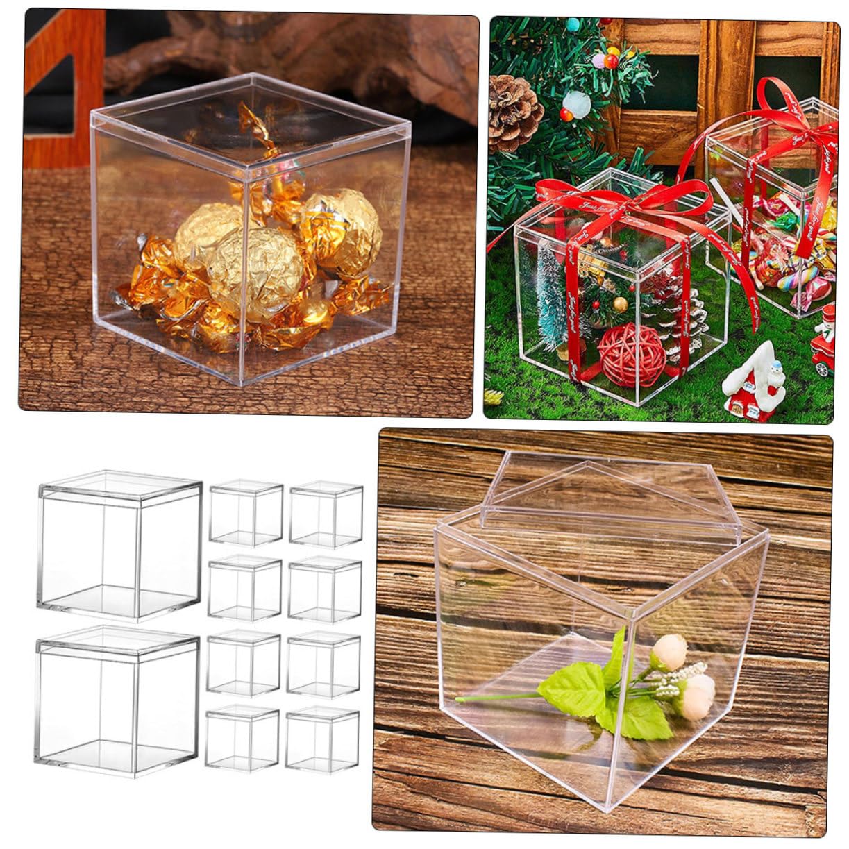 OSALADI 10 pezzi Scatola Trasparente con Contenitore per Dolci Gioielli e Regali Scatole Immagazzinaggio e Confezione per Candy Holder