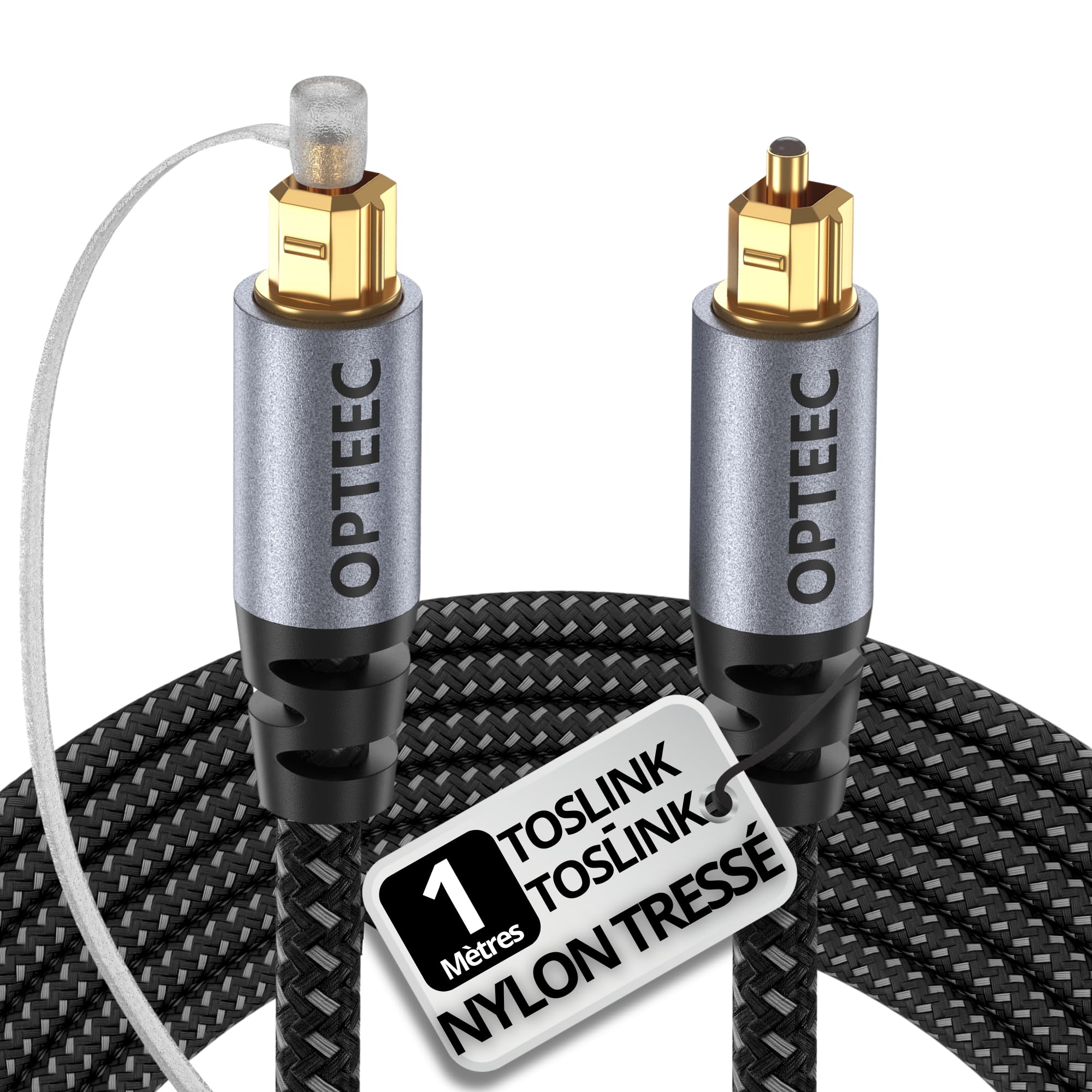 Câble Optique Audio - 1M - Câble Optique Audio Toslink pour HOME CINEMA, BARRE DE SON, TV, SAMSUNG, BOSE, LG, SONY, SONOS, PS4, XBOX - Nylon Tressé Renforcé - Connecteur Plaqué Or (1M)