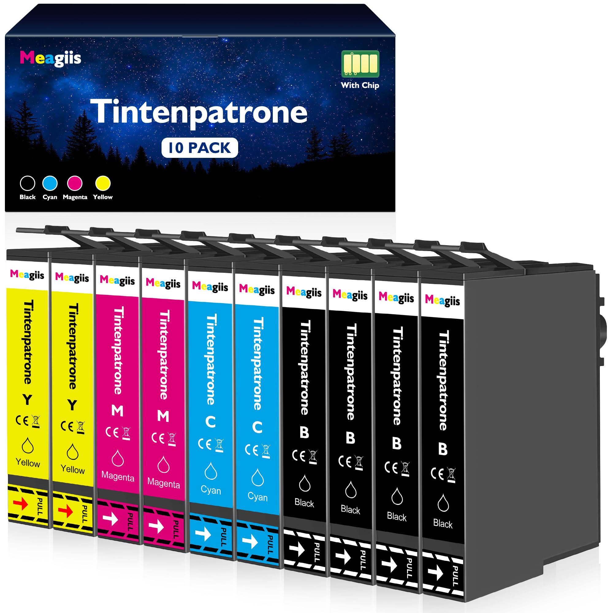 Meagiis 405XL Druckerpatronen Kompatibel für Epson 405 405 XL Patronen für Epson Workforce Pro WF-3820 WF-3825 WF-4820 WF-4825 WF-4830D WF-7310 WF-7830 WF-7840 (4 Schwarz, 2 Cyan, 2 Magenta, 2 Gelb)