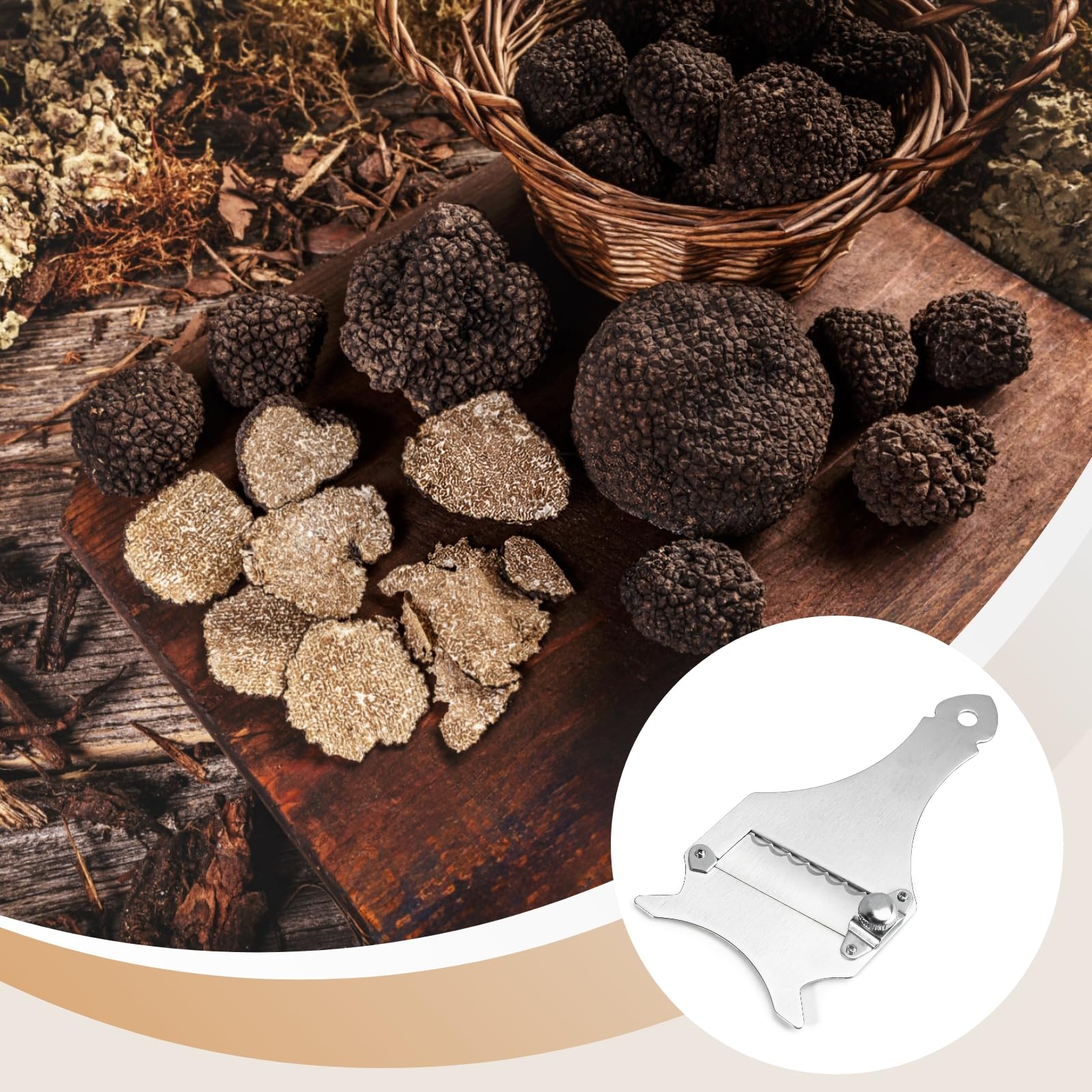 Truffle Slicer Shaver, Stainless Steel Cheese and Chocolate Shaver with Adjustable Blade for Perfect Slices, Multifunctional Kitchen Slicing Tool for Truffles, Mushrooms, Waved Design