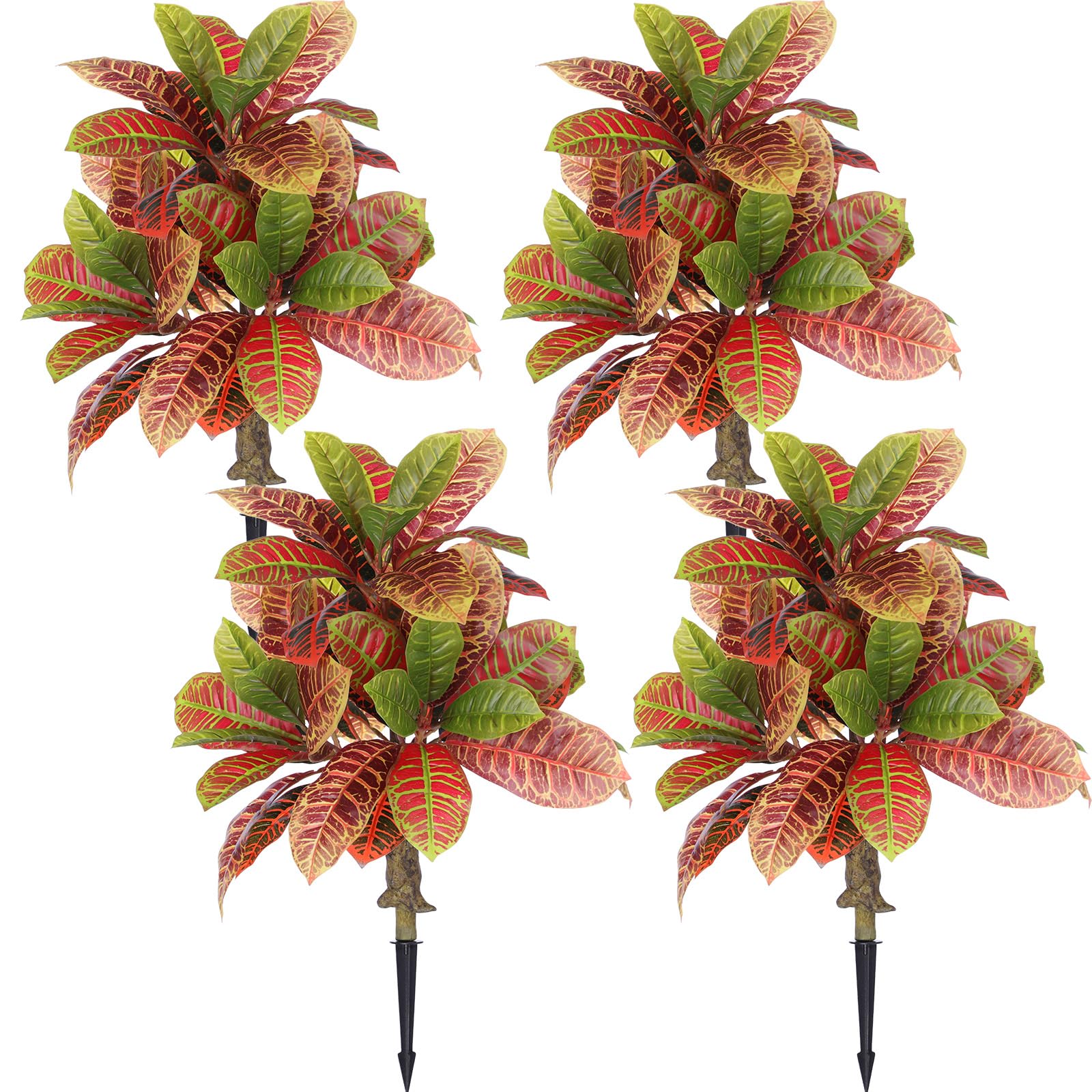 Photo 1 of Rivvlive Artificial Croton Plants with Stakes (4 Pack)