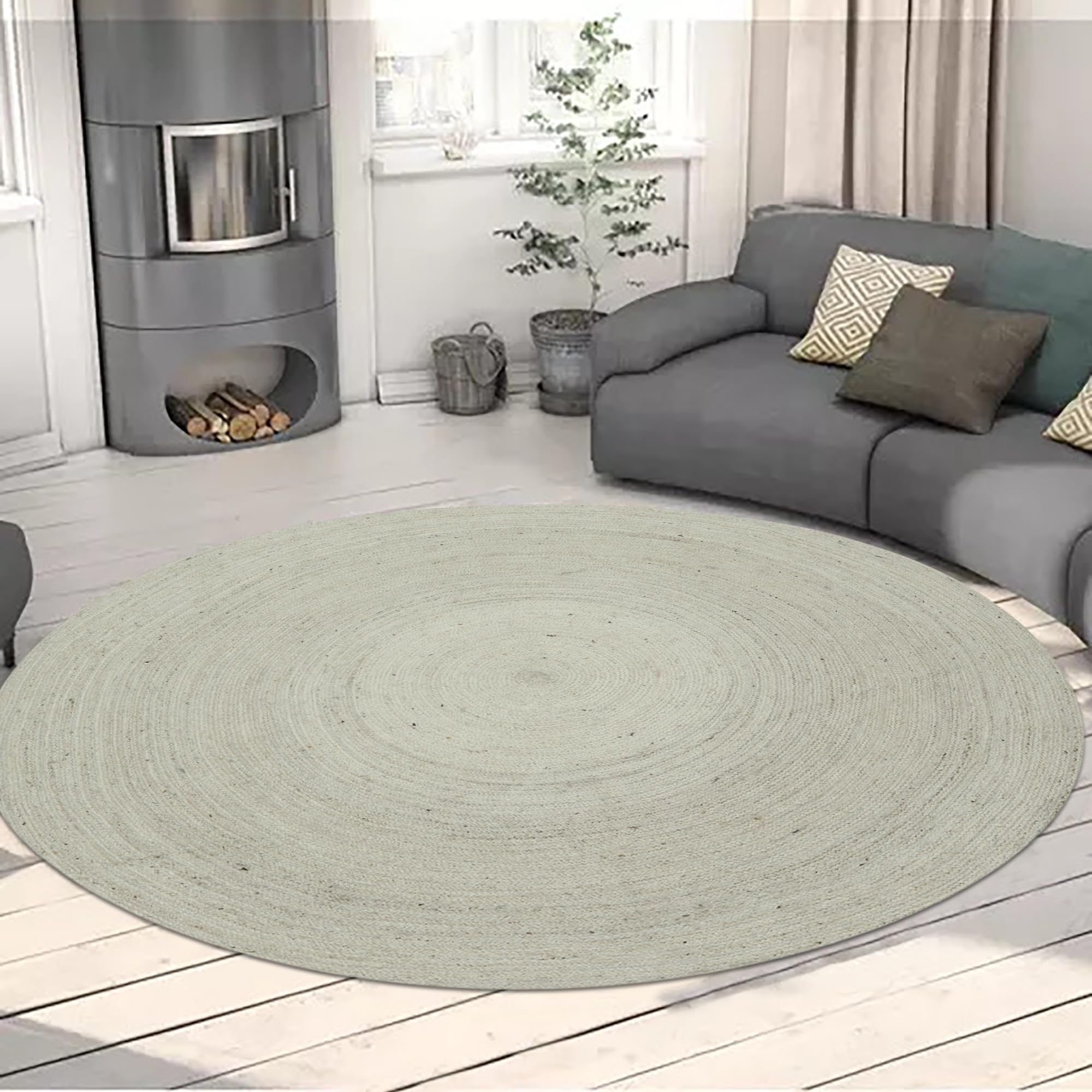 Tapis rond en jute naturelle pour intérieur et extérieur - 91 cm - Pour chambre à coucher, chevet, table à manger, couloir et cuisine