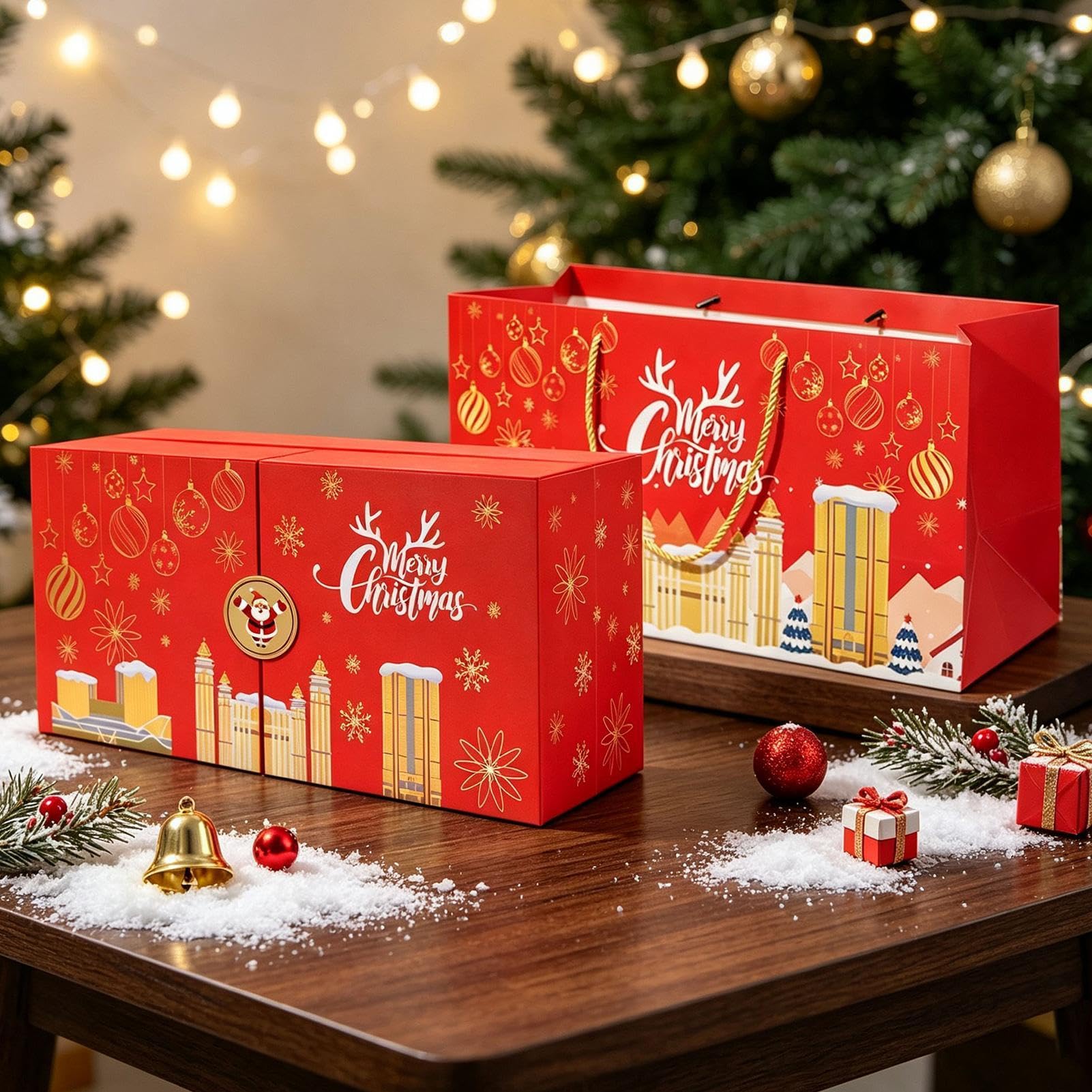 Calendario natalizio con 24 scomparti, riutilizzabile, vuoto, decorazione