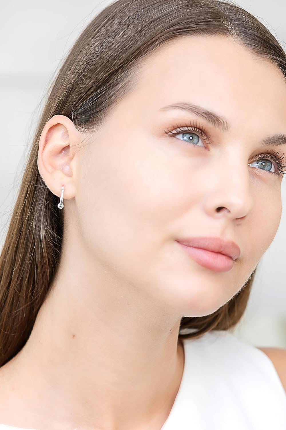 Hoops & Loops 925 Sterling Silver Ball Bead Accent Click-Top Hoop Earrings for Women Men, 12mm, 15mm, 18mm, 25mm | Silver, Yellow & Rose Gold - Image 5