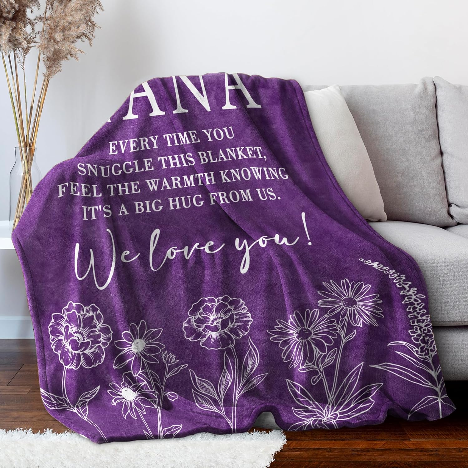 Nana Gifts, Gifts for Nana Blanket, Nana Birthday Gift from Grandkids, to My Nana Grandma Throw Blanket 60" x 80", Purple