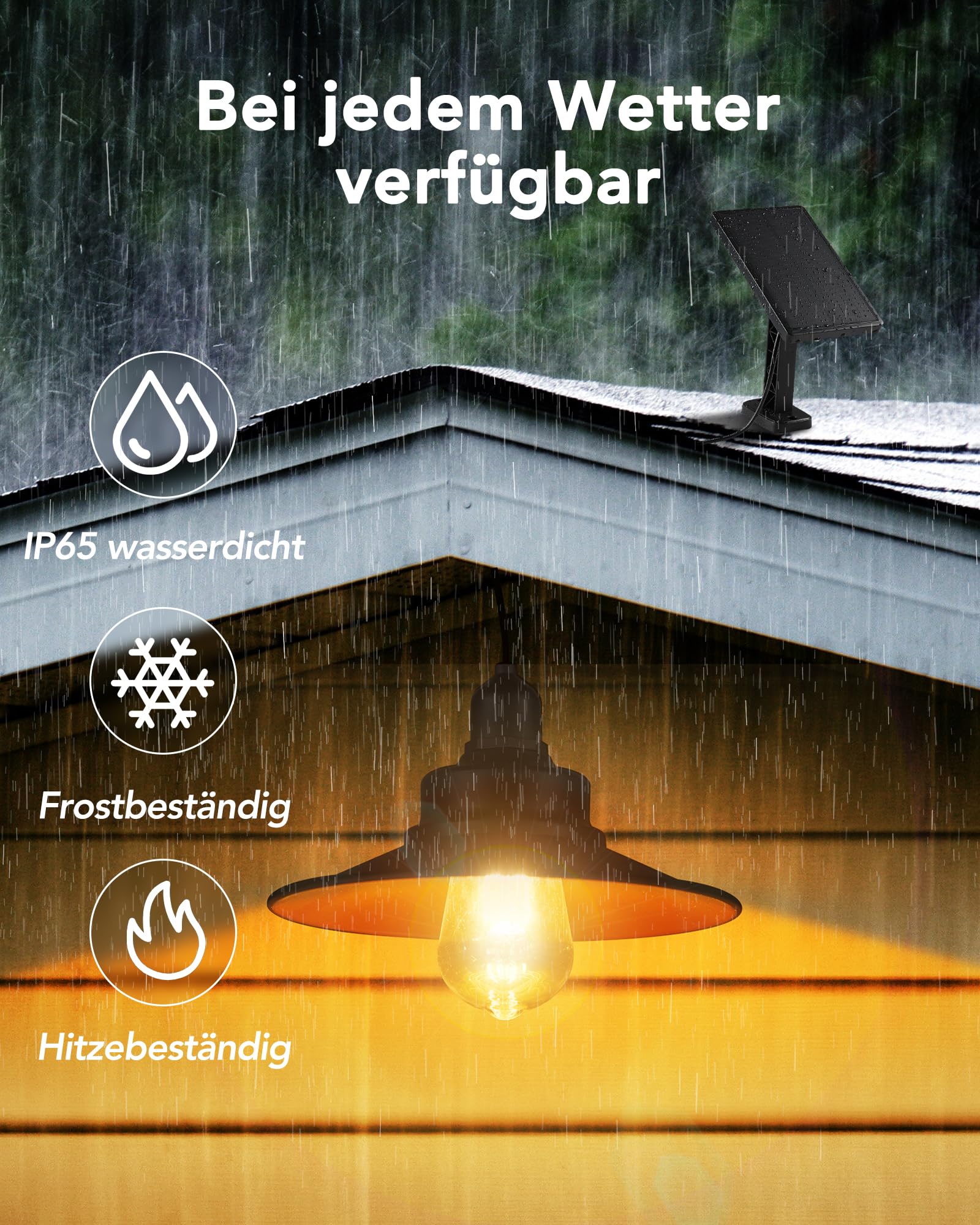 Solarlampen Hängeleuchte Außen Innen Zugschalter Solar Lampe Outdoor Pendelleuchte E27 IP65 Wasserdicht Garten