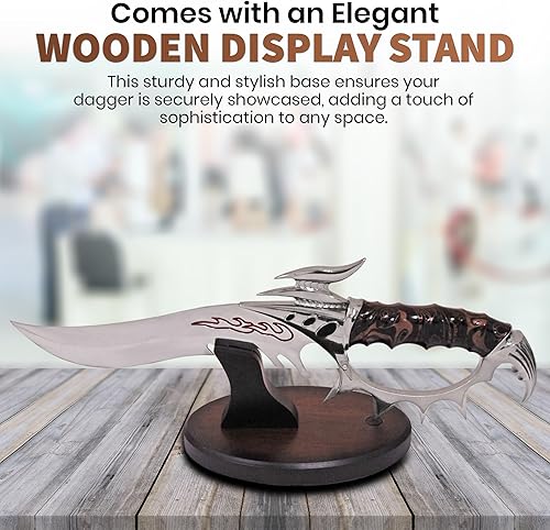 Miniatura 5 de Rite Edge Daga Talon de 16 pulgadas, hoja de acero 420 de 9 pulgadas con mango de aleación de zinc y soporte de exhibición de madera, cuchillo