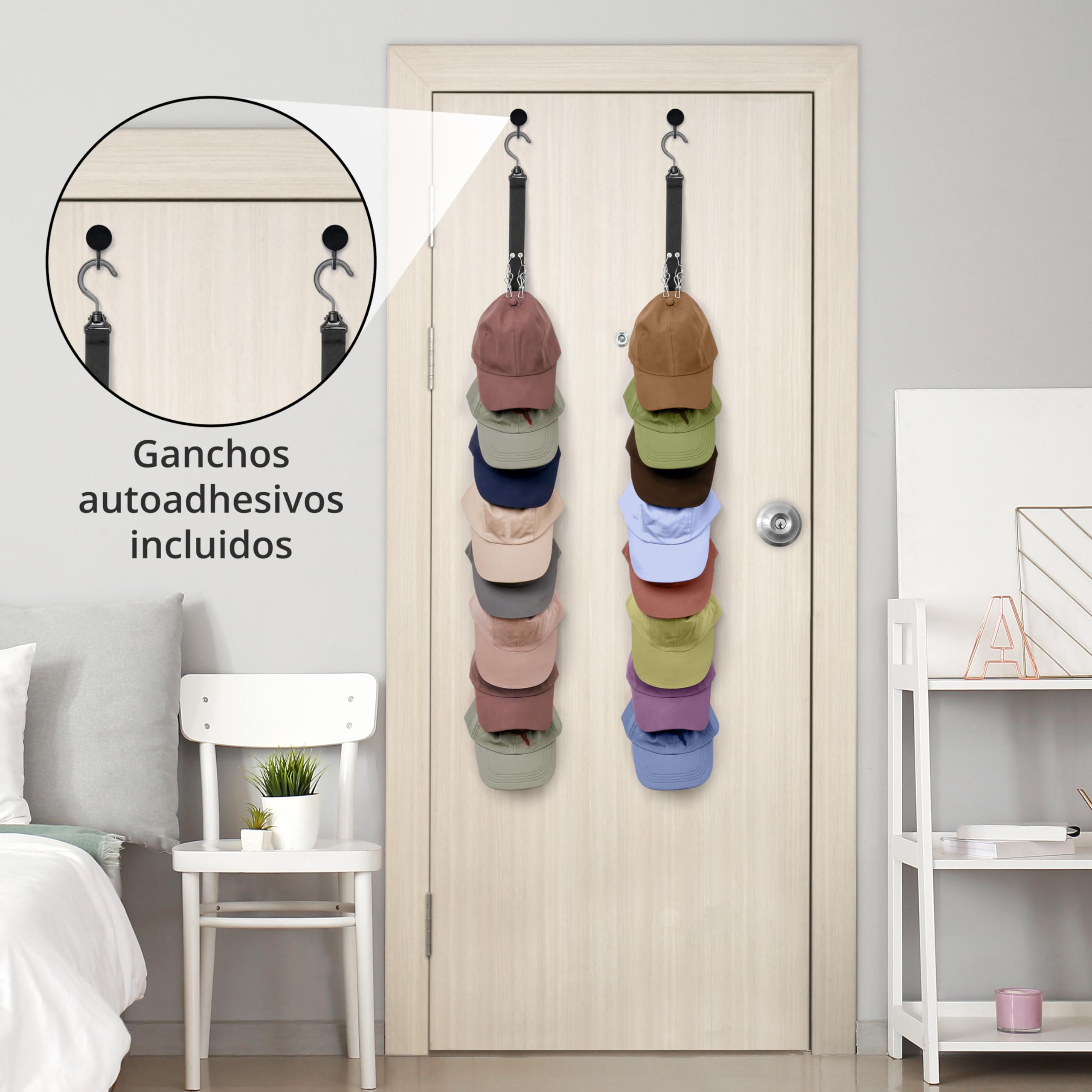 Organizzatore Cappelli Da Parete Winter Shore - 2 Pezzi Con 32 Clip Acciaio, Per Cappelli E Berretti, 100 Cm - Foto 11