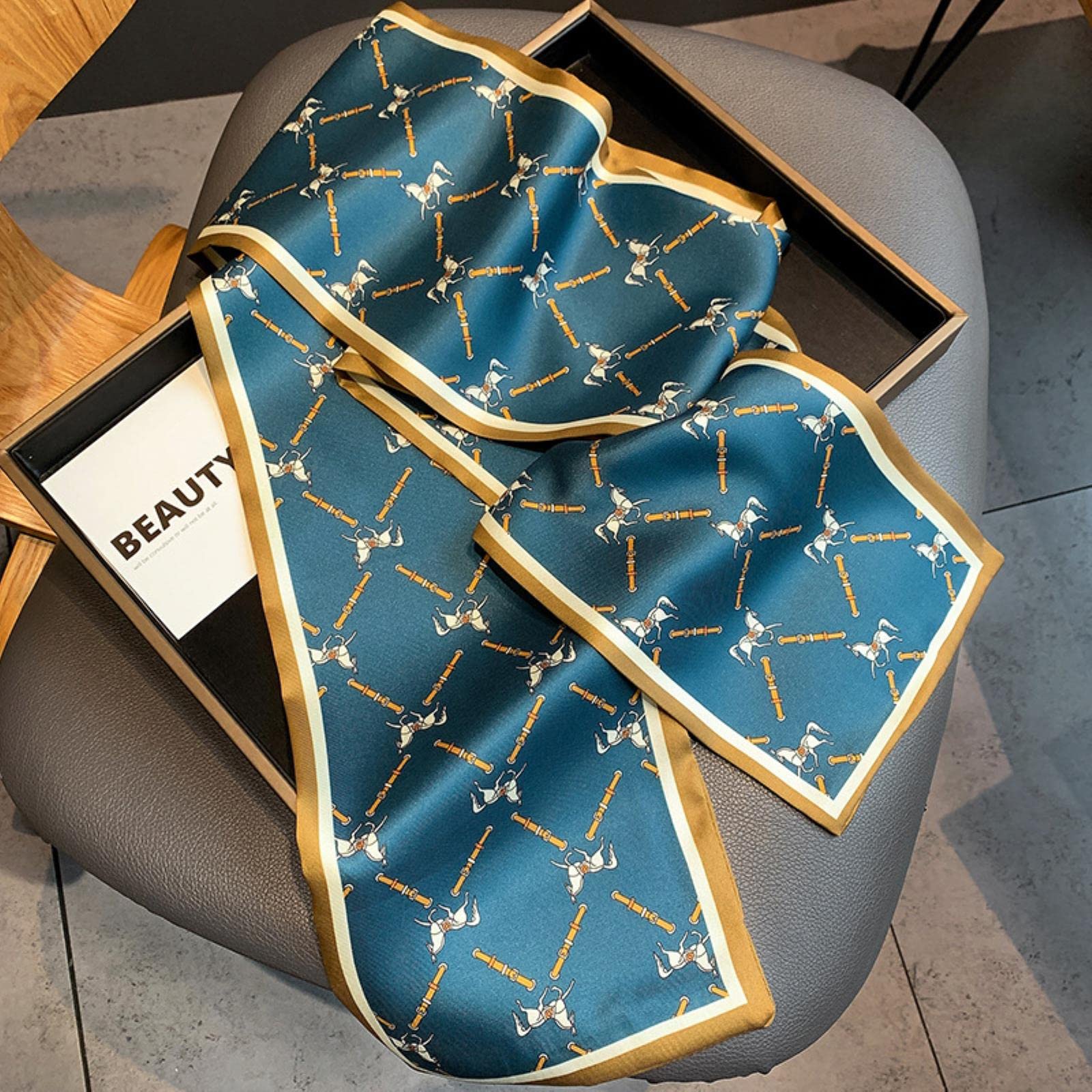 ACiyD Bufanda Nueva Cinta de Lujo Bufanda de Seda 17 * 150 cm Diadema Pañuelo Foulard Bufandas para el Cabello para Mujer Corbatas para el Cuello Bufandas Delgadas para Dama (PJ 350)