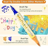 Vista 4 de WePaint 24 Colors Glitter Brush Marker Pens, Glitter Pens Set 12 Pack Sparkle Pens Metallic Marker for Adults DIY Crafts, Writing, Card Making