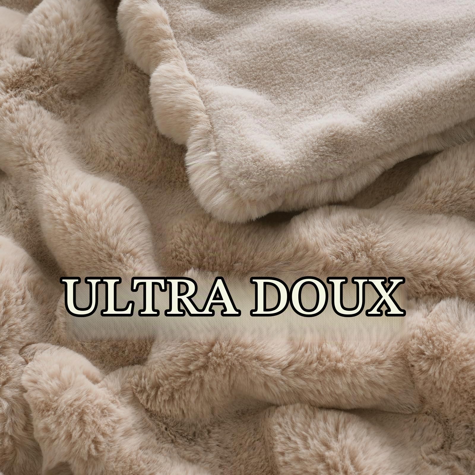 BENVWE Couverture Polaire à Bulles en Fausse Fourrure, Douce, Confortable et épaisse, Couverture pelucheuse en Peluche pour canapé, Chaise, lit, 130 x 160 cm, Beige