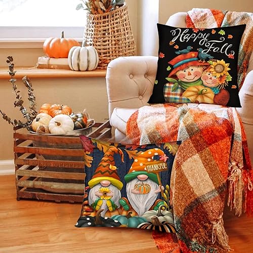 Miniatura 4 de TUNKENCE Funda de cojín decorativa de Halloween, funda de almohada de calabaza de Halloween, Acción de Gracias, otoño, calabaza, granja, decoración