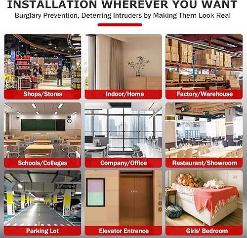 Miniatura 7 de Paquete de 4 cámaras falsas para el hogar, cámara de seguridad falsa con luz LED intermitente, cámara de cúpula CCTV, cámaras de seguridad, cámara