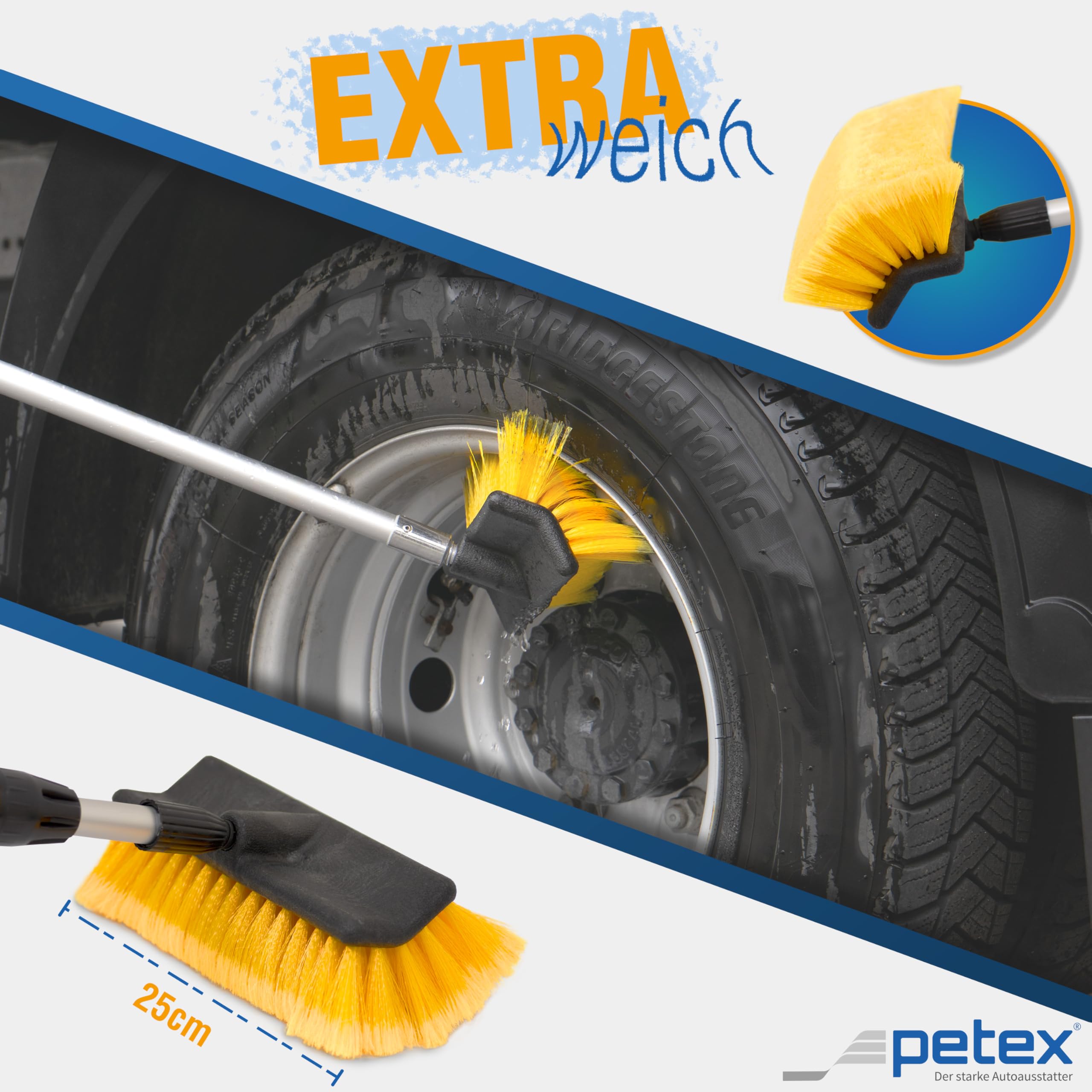 PETEX 432340 teleskopowa szczotka do mycia, żółta, ok. 109-165 cm