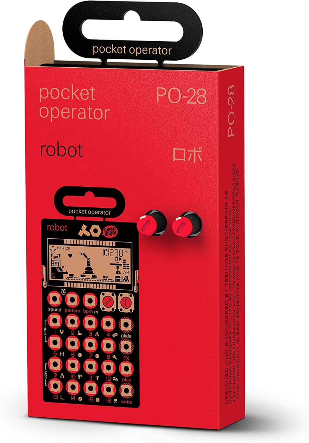Teenage engineering pocket operator PO-28 robot, live synthesizer and sequencer, with parameter locks, glide control and punch-in effects