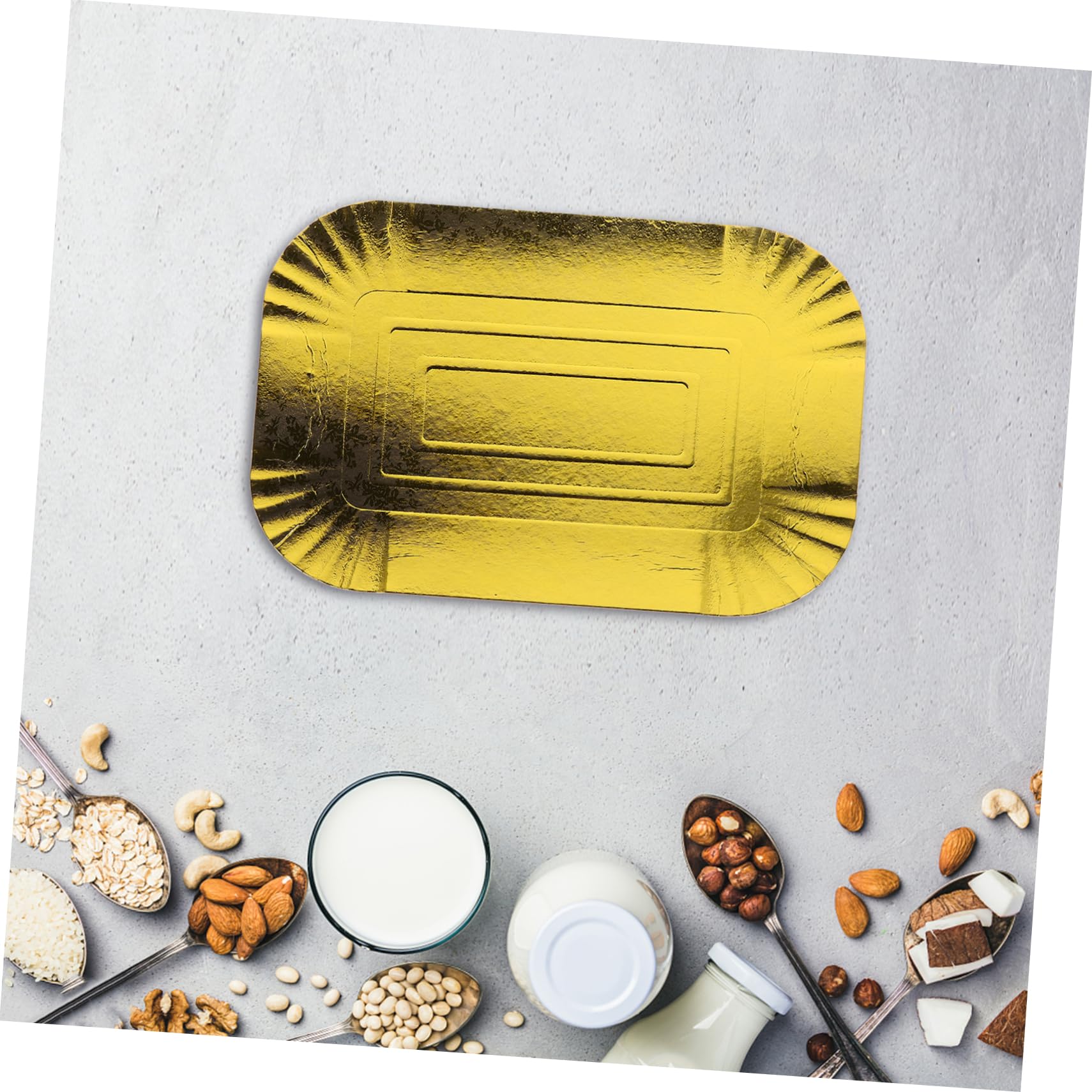 Ipetboom Platos de Papel Desechables Dorados Diseño Sencillo, Bandeja de Aluminio para Picnic y Cocina, Paquete de 10 Unidades Resistentes y Elegantes