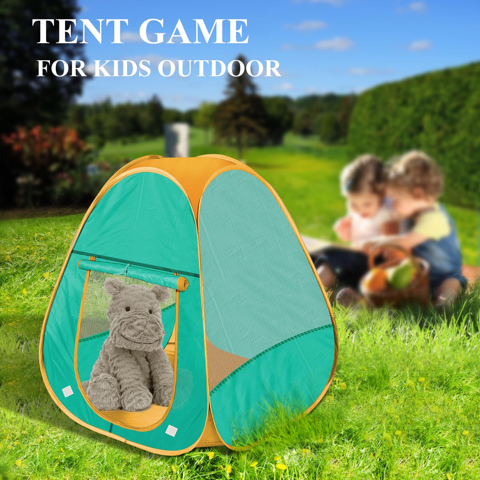 Kids Play Tent Pop Up Tent for Girls and Boys,Automatic Setup and Foldable Playhouse Castle Toys Outdoor and Indoor(Green) - Image 2