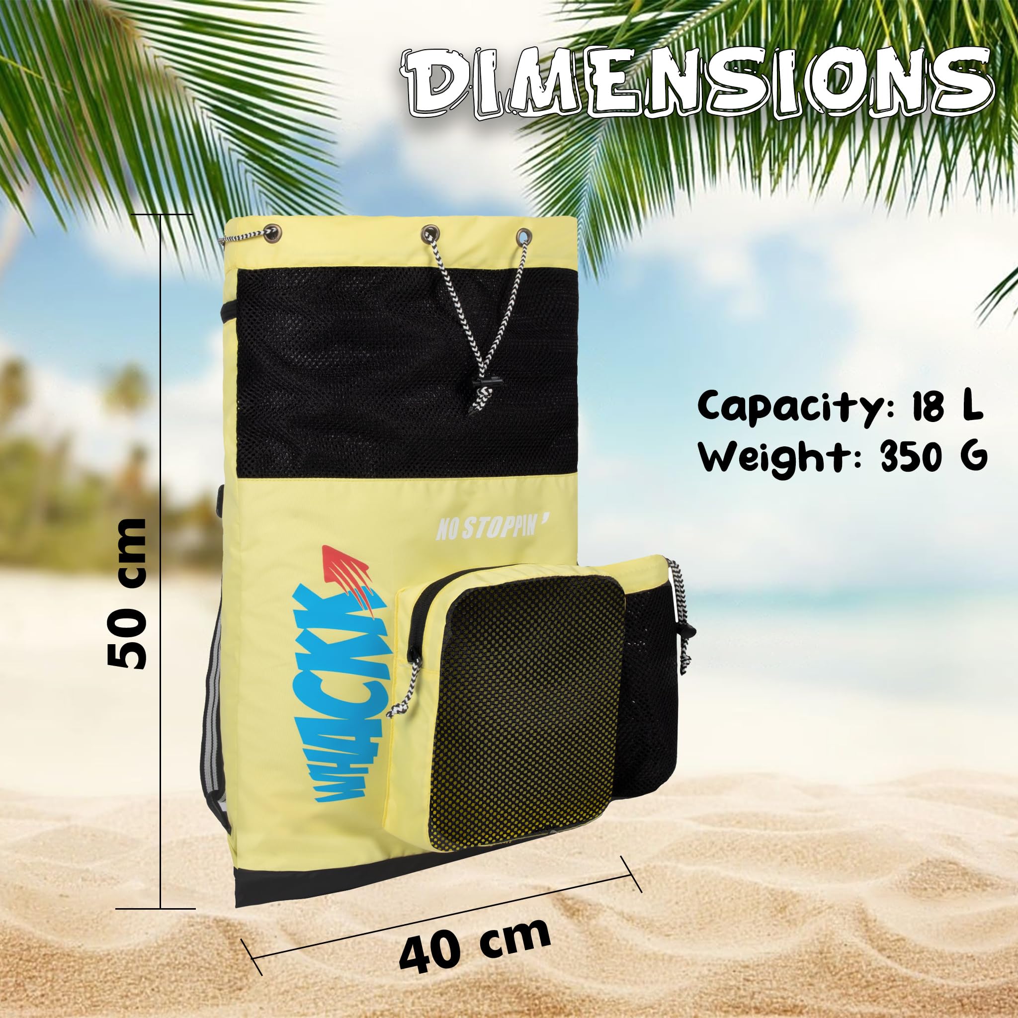 Whackk Aqua - Bolsa unisex para equipo de natación, deportes acuáticos, bolsas secas, bolsillo húmedo, accesorios, bolsa de playa, equipo de gimnasio, mochila con cordón, bolsa de netball, bolsillo
