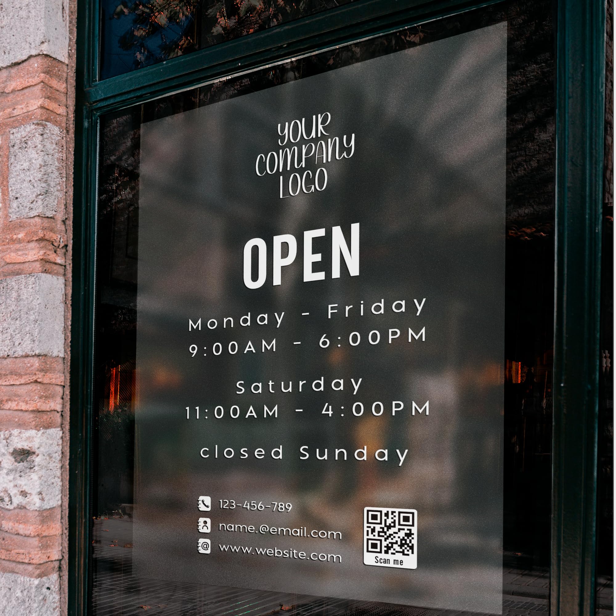 EGD 2025 Enhanced Peel & Stick Tech for Custom Business Hours Sign for Glass Door | Business Hours Sign | Hours of Operation Signs for Business with