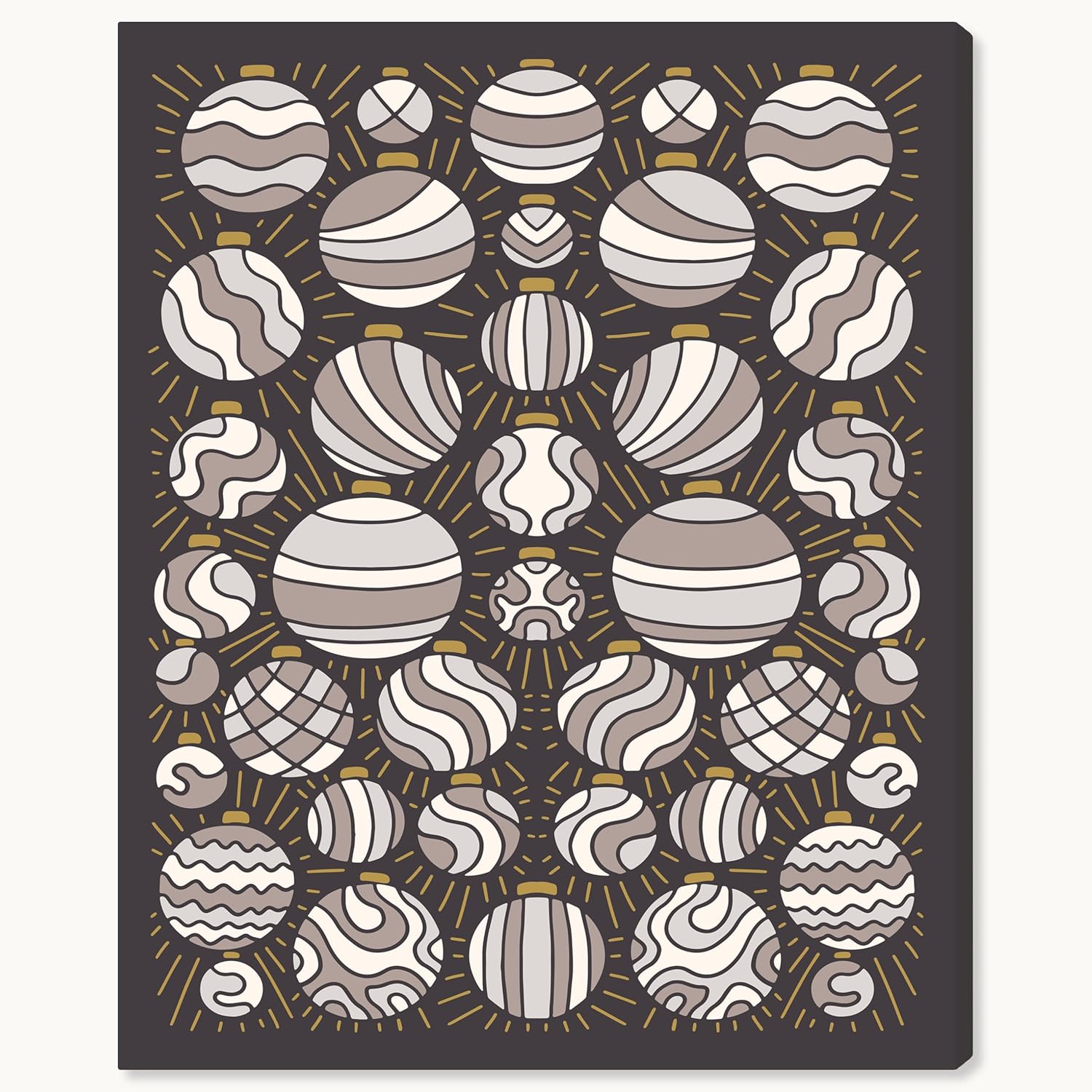 wynwood studio holiday and seasonal modern wrapped canvas art - take them all ornaments, wall art for living room, bedroom, and bathroom, 24" x 36", gray and home decor 36l" x 24w"