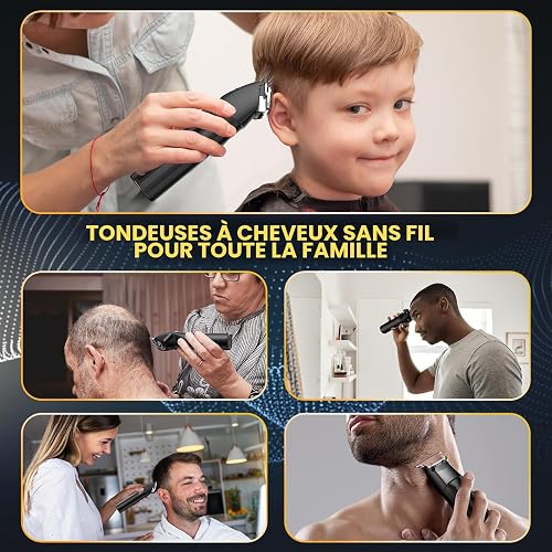 Professional Hair Clippers and Beard Trimmer for Men, Cordless Hair Trimmer Barber Clippers Hair Cutting Kit Rechargeable T-Blade Shaver Haircut Grooming Set with 10 Guide Combs Gifts for Men - 2