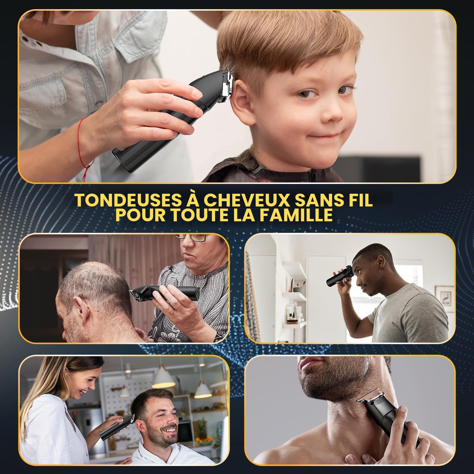 Tondeuse Cheveux Hommes，tondeuse à cheveux professionnelle et tondeuse à barbe pour homme, tondeuse à cheveux contour pour homme, kit de coupe de cheveux, kit de coupe de cheveux, cadeau