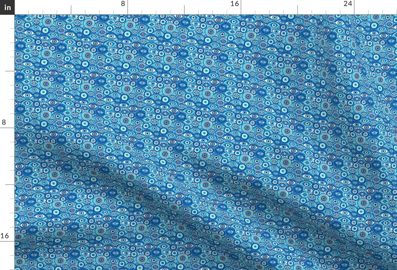 Spoonflower Fabric - Evil Eye Blue Micro Greek Eyes Printed on Minky Fabric by The Yard - Sewing Baby Blankets Quilt Backing Plush