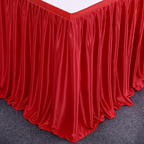 Miniatura 4 de Mantel rectangular redondo de poliéster rojo de 9 pies para decoración de fiestas, bodas, baby shower